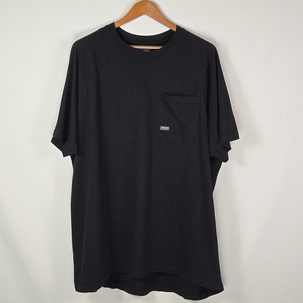 Ariat Rebar Cotton Strong Mens 3XL Black Pocket T-Shirt Workwear Rugged Gorpcore